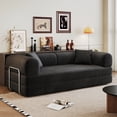 thumbnail image 4 of Miniyam 79" Compression Sofa, Convertible Floor Sofa Bed-with Pillow Back Support Armrest for Living Room, Bedroom, Black, 4 of 24