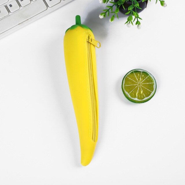 Estuche de lápices de silicona para frutas y verduras, estuche para lápices, estuche para bolígrafos para estudiantes, bolsa de almacenamiento para niños, monedero grande, bolso para llaves, suministr hola suerte unisex