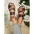thumbnail image 3 of Women Criss Cross Thong Sandals  Fashion Brown Flat Sandals, 3 of 6