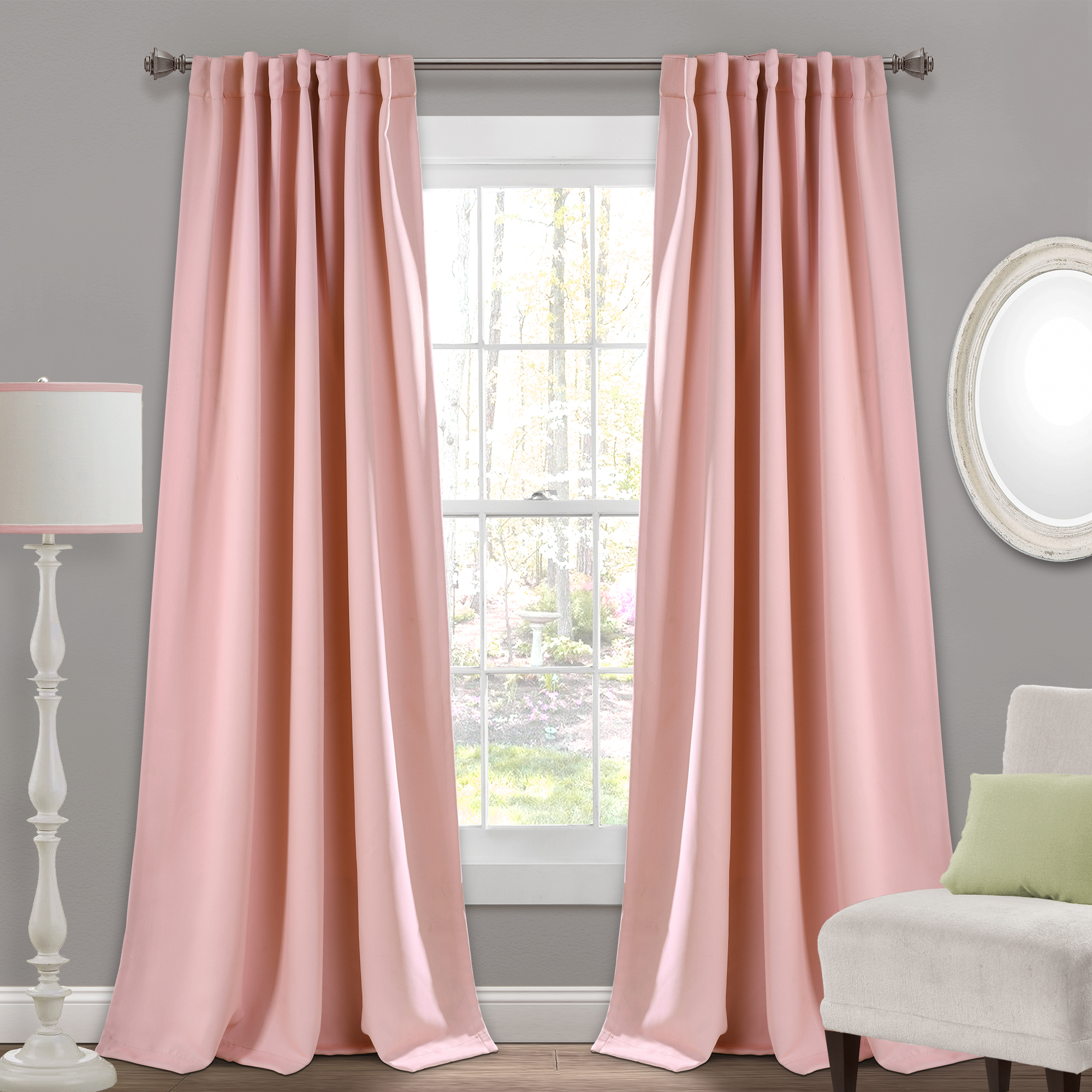 Lush Decor Grommet Sheer Panels with Insulated Blackout Lining Pink 38x45 Set