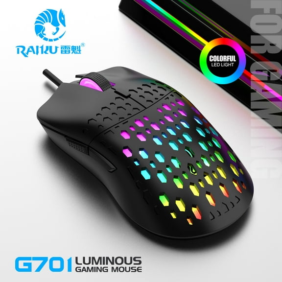 Wired Gaming Mouse, Ultra-Light Honeycomb Shell, RGB Chroma LED Lights, 9 Backlight Styles, Programmable 7 Buttons, Wired for PC Players, MAGIC-REFINER