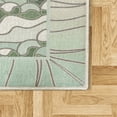 thumbnail image 5 of Winter Area Rug with Non-Slip Backing, Stain Glass Style Print of a Country Town House Pine Trees Snow Covered, Quality Carpet for Bedroom and Dorm Room, 5.2' X 7.6', Sea Green, by Ambesonne, 5 of 6