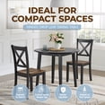 thumbnail image 6 of ROME + OAK Drop Leaf Table with Set of 2 X-Back Chairs, Wooden Dining Set, Black, 6 of 9