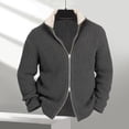 thumbnail image 4 of Men Knitted Sweater Stand Collar Zipper Closure Solid Color Cardiagn Knitwear Long Sleeves Thick Sweater Jacket for Casual Business Wear, 4 of 7