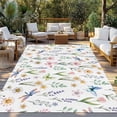 thumbnail image 2 of Spring Floral Outdoor Rug for Patio/Deck/Porch, Non-Slip Large Area Rug 6 x 9 Ft, Elegant Pastoral Flowers Dragonfly Watercolor Indoor Outdoor Rugs Washable Area Rugs, Camping Rug Carpet Runner, 2 of 8