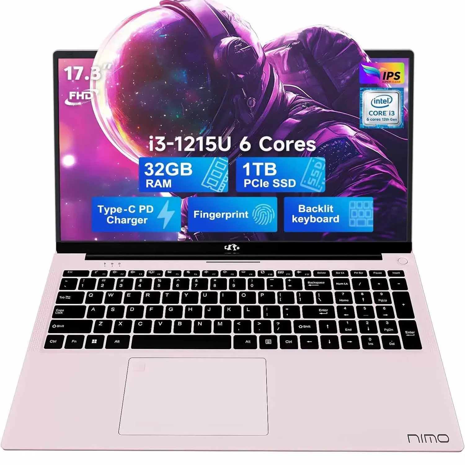 17.3" IPS FHD-Business-Laptop Intel 6 Core i3-1215U 32GB RAM 1TB SSD (Beat i5-1135G7 Up to 4.4GHz) Computer with 65W Type C Fingerprint Backlit Keyboard Wi-Fi 6 Numpad Win 11