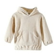 thumbnail image 2 of Fleece Hoodies for Toddlers Kids Sherpa Long Sleeve Sweatshirts with Pocket Size 1-6 Boys & Girls Cute Solid Color Pullover Thermal Warm Hooded Tops, 2 of 7