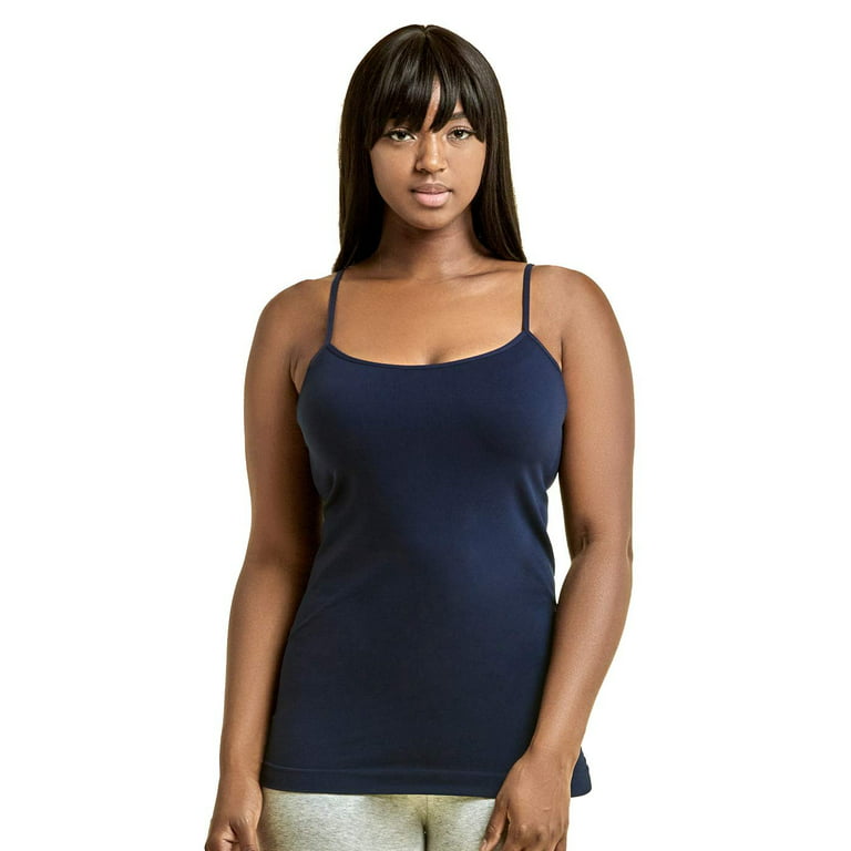 DailyWear Womens Seamless Nylon Camisole Tank Top (One Size, Navy)