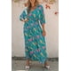 thumbnail image 3 of ABPHQTO Vestido maxi floral verde boho con cuello en V profundo para mujer, 3 of 5