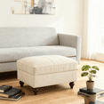 thumbnail image 6 of JERFIT Modern Convertible Ottoman with Removable Ruffle Skirt, Soft Chenille Storage Footstool for Living Room, Beige and White Accent, 6 of 9