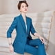 thumbnail image 3 of Traje de mujer de largo medio alto, sencillo, cruzado, de manga larga, con diseño de abanico de diosa, chaqueta ajustada, 3 of 5