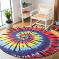 thumbnail image 2 of SAFAVIEH Paint Brush Lawanda Abstract Machine Washable Area Rug, Fuchsia/Yellow, 6'7" x 6'7" Round, 2 of 6