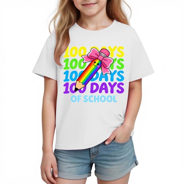 Camiseta de Manga Corta Linda para Niños Unisex Gráfica Tee de la Escuela de la Temporada, Camisetas de Manga Corta para Niñas