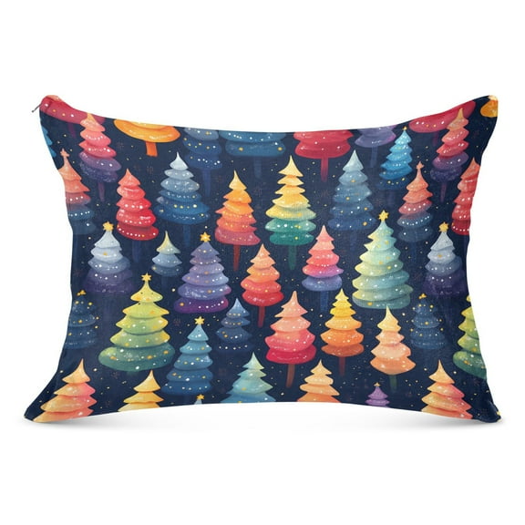 Plush Pillow Cases Standard Size Ultra Soft Warm Pillowcases with Zipper Colorful Christmas Tree 20"x26"