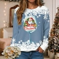 thumbnail image 2 of larppty Merry Christmas Sweatshirt Women Xmas Santa Goblet Christmas Snowflake Print Long Sleeve Lightweight Top Shirts (Sky Blue, S), 2 of 6