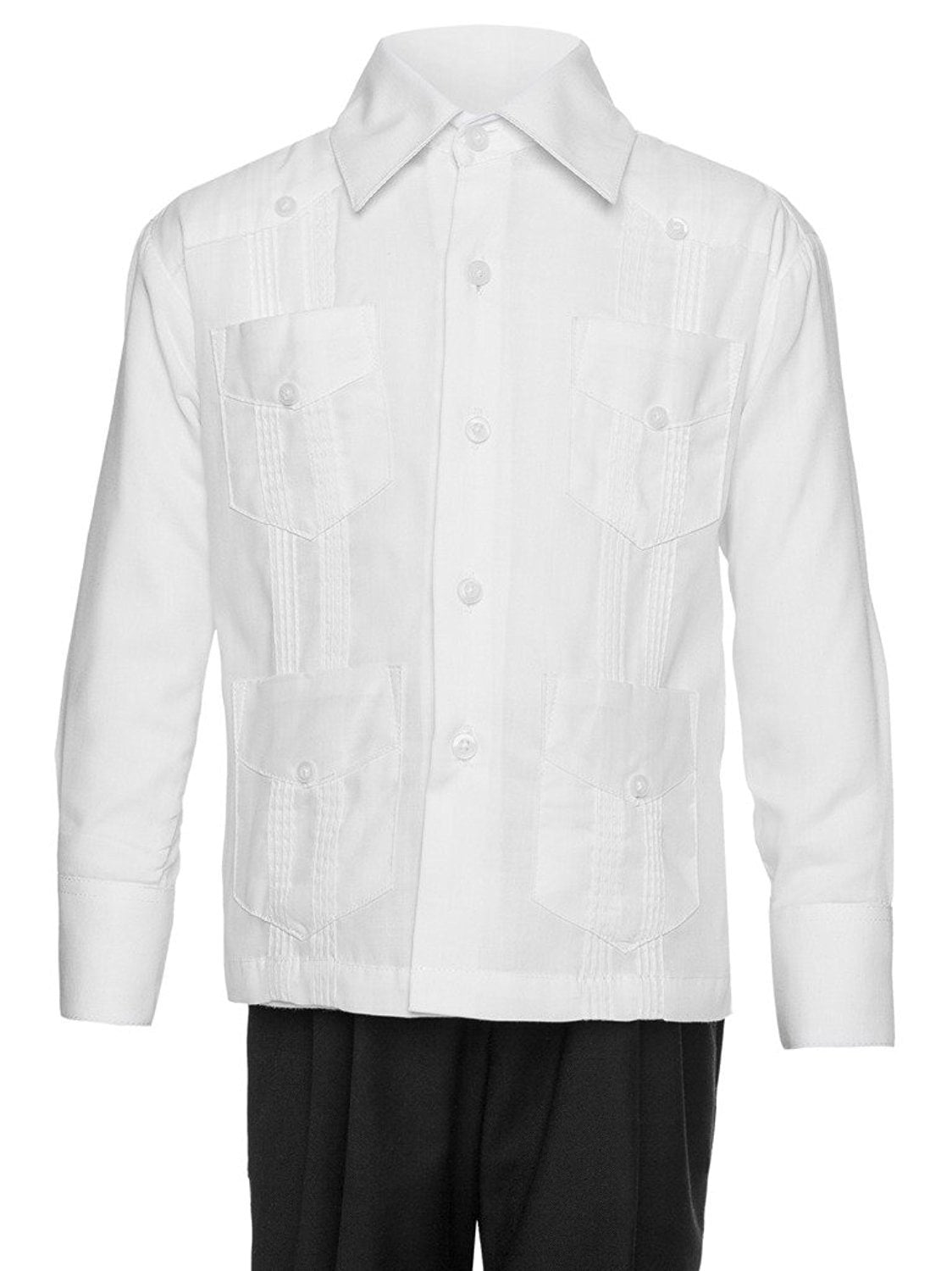 Gentlemens Collection Big Boys Little Boys Long Sleeve/Short Sleeve Linen Look Guayabera Shirt 