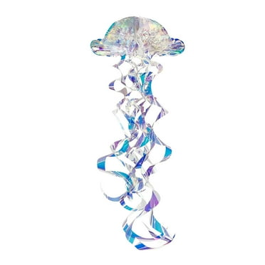 TONKBEEY Glitter Iridescent Hanging Honeycomb Jellyfish Ornament DIY Paper Lantern Floating Rainbow Pendant Ocean Party Decor