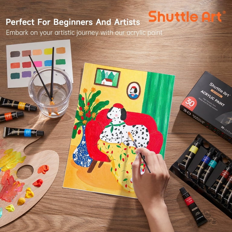 Shuttle Art Acrylic Paint Set, 30 Colors with 3 Free Brushes photo 2