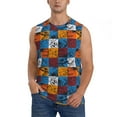 thumbnail image 2 of Lsque colorful plaid Dinosaur Print Men's Cotton Blend Sleeveless Muscle Shirts (S-3XL)- Moisture Wicking, Odor Protection, UPF 30+,Small, 2 of 8