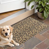 Brown and Black Leopard Print Door Rugs,Washable Non Slip Door Mats Indoor,Decorative Door Mats,Entry Mat Indoor for Entrance,Bedroom,Kitchen,Bathroom,16"x24"