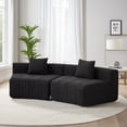 thumbnail image 3 of Newest Curved Modular Chenille Sectional Sofa with Piano Key Design and No Assembly, Black, 3 of 7