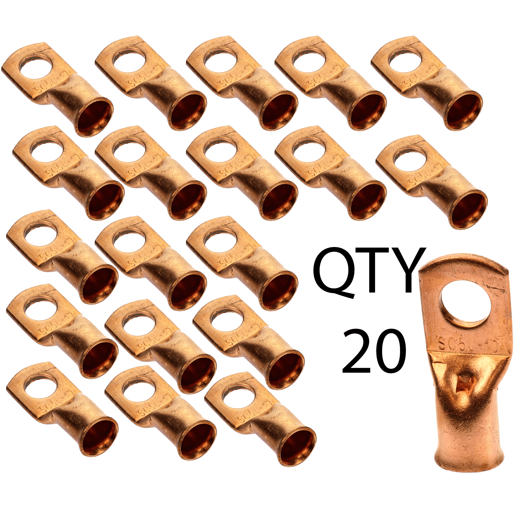 6 Wire Ring Terminal Copper 1//0 AWG Gauge 3//8/" Connectors Car Audio Terminals