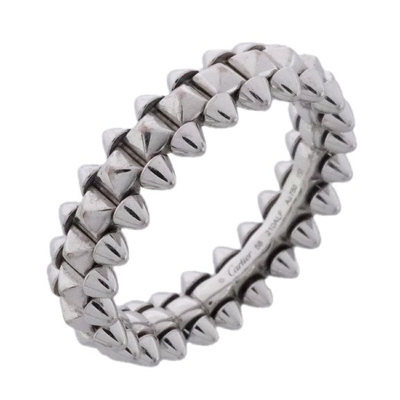 Pre-Owned Cartier Crash Ring, Small Model, 18K White Gold, Size #58, Men's