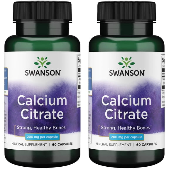 Swanson Calcium Citrate 200 mg 60 Caps 2 Pack