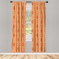 thumbnail image 5 of Ambesonne Abstract Window Curtains, Floral Detailed Lines Grid, Each 28" W x 84" L, Peach Vermilion, 5 of 5