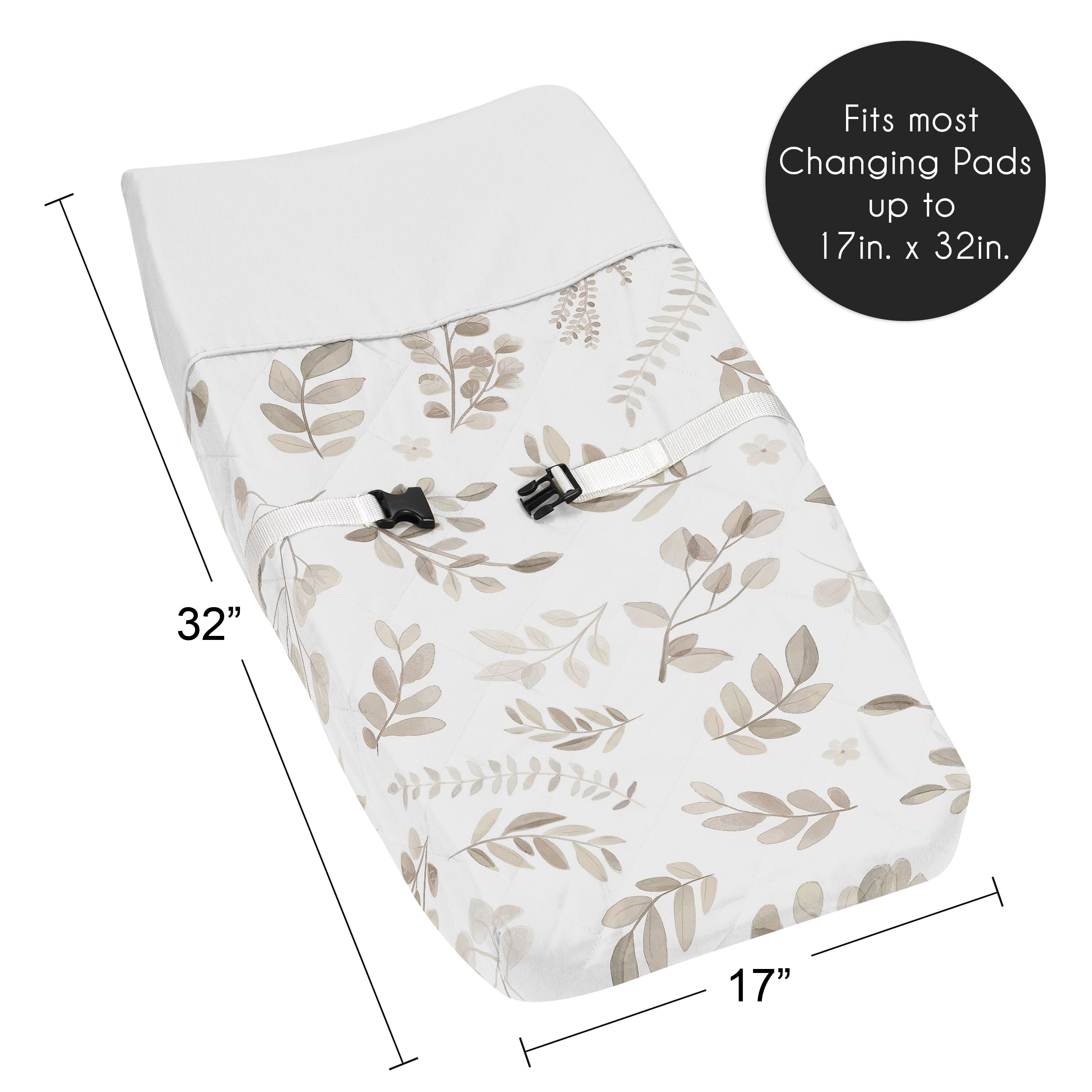 Sweet Jojo Designs Botanical Taupe and White Changing Pad Cover