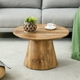 thumbnail image 3 of LUFTUT 25.6" Round Coffee Table, Small-Space Wood Coffee Table with Wide Pedestal Base, 1" Thick Engineered-Wood Top, Farmhouse/Scandi Accent Center Table for Living Room, 300 lb (Oak), 3 of 7