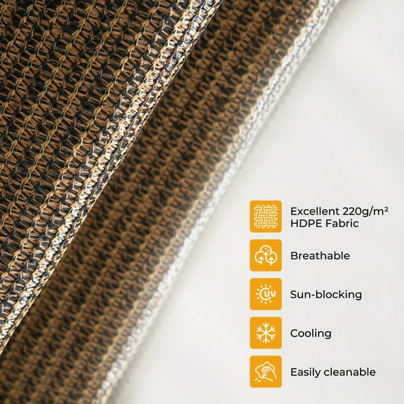 Outdoor Roller Shades - Waterproof Cordless Sun Shade for Patio, Porch & Pergola - 6'x6' & 8'x6' in Mocha/Khaki