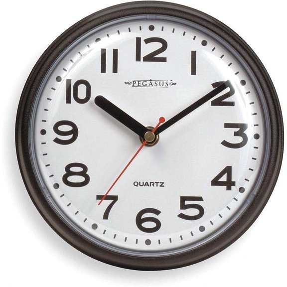 Analog Clock, 7 in Dia, Black