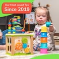 thumbnail image 5 of TOYVENTIVE Cubo de actividades de madera, juguetes Montessori, juguete sensorial educativo multiusos para bebés de 1 a 2 años, niños pequeños, niños | Regalo de cumpleaños | Libro adicional de primera, 5 of 5