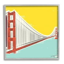 Stupell Industries Modern Industrial Bridge Landscape Painting Gray Framed Art Print Wall Art, 17 x 17