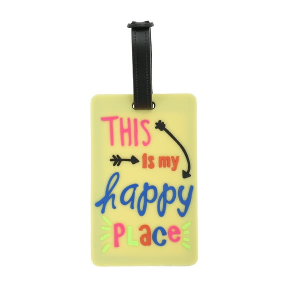 Unique Bargains 1 Pc Reusable Luggage Tag for Travelling Yellow Soft Rubber