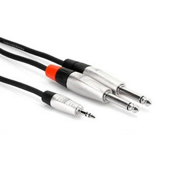 Hosa HMP-006Y REAN 3.5 mm TRS to Dual 1/4 inch TS Pro Stereo Breakout Cable, 6 feet