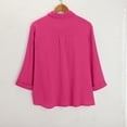 thumbnail image 6 of BiZtdJrK Plus Size Button Down Shirts for Women 3/4 Length Roll Up Sleeve V Neck Shirt Loose Fit Dressy Casual Blouses Hot Pink M, 6 of 7