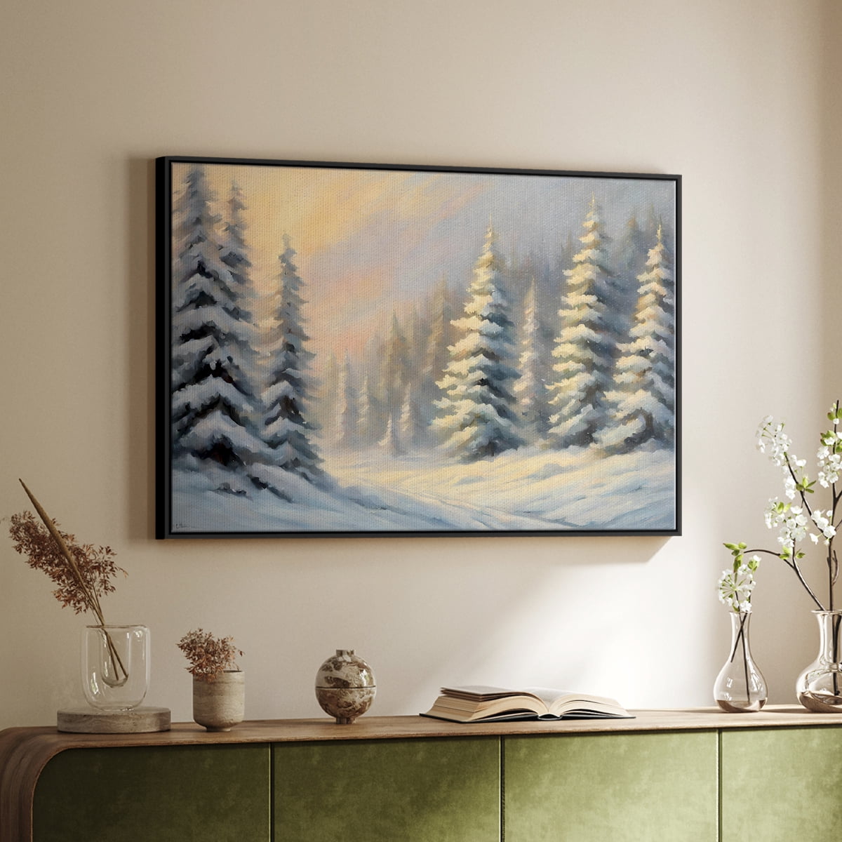 Vintage Landscape-CCII By Wexford Home Framed in Black Wood Gallery Wrapped Canvas 17 in. x 25 in.
