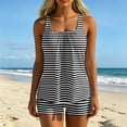 thumbnail image 5 of Tankini Swimsuits for Women Summer Striped Tummy Control Two Piece Bathing Suits Tank Tops with Swim Shorts Swimwear, XL, 5 of 6