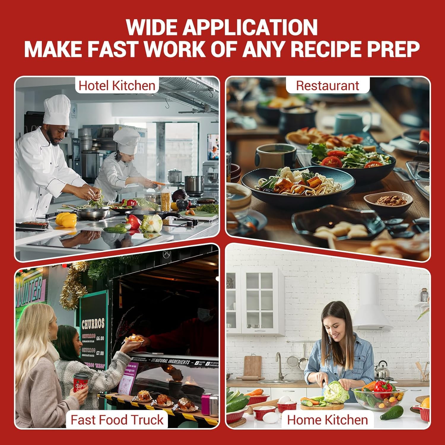 ChaoLink Commercial Food Processor, 3/4/7mm Shred & 2/4mm Slice, Stainless Steel Slicer for Restaurant Kitchen