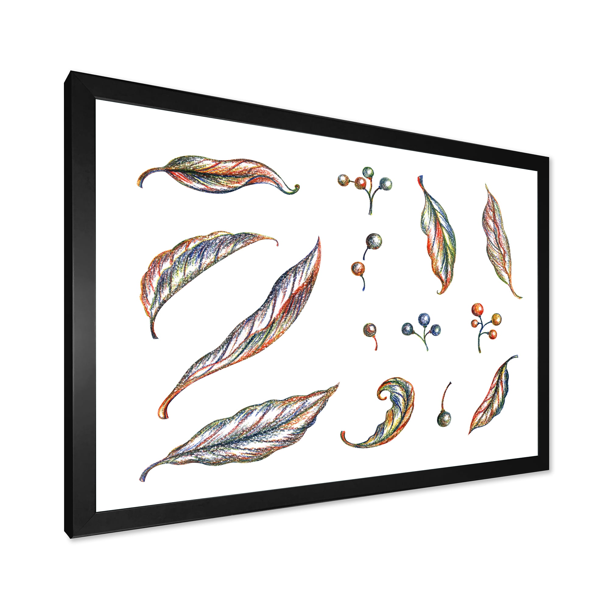 Designart 'Leaves and Berries Of Wild Grapes' Bohemian & Eclectic Framed Art Print