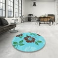 thumbnail image 3 of Ahgly Company Indoor Square Patterned Deep-Sea Green Area Rugs, 6' Square, 3 of 6