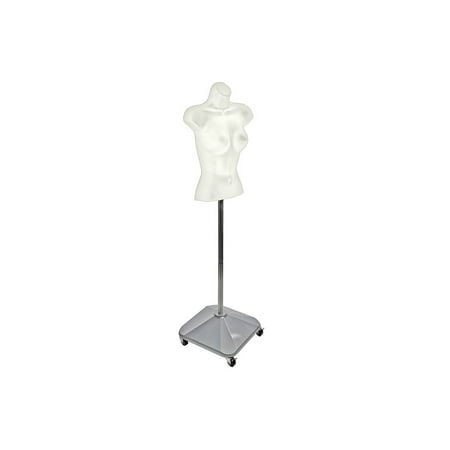 White Plastic Female Bust on Wheeled Plastic Base