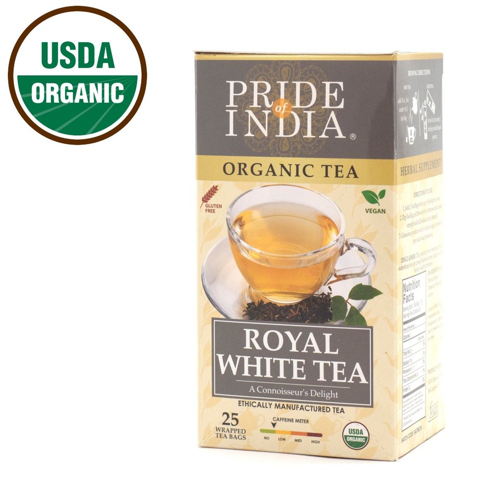 Pride of India Organic Royal White Tea Bags 6 Pack (150 Tea Bags