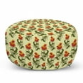 thumbnail image 1 of Retro Pouf Cover with Zipper, Oriental Style Continuous Pattern with Spring Flowers Repetition, Soft Decorative Fabric Unstuffed Case, 30" W X 17.3" L, Pastel Green and Multicolor, by Ambesonne, 1 of 5
