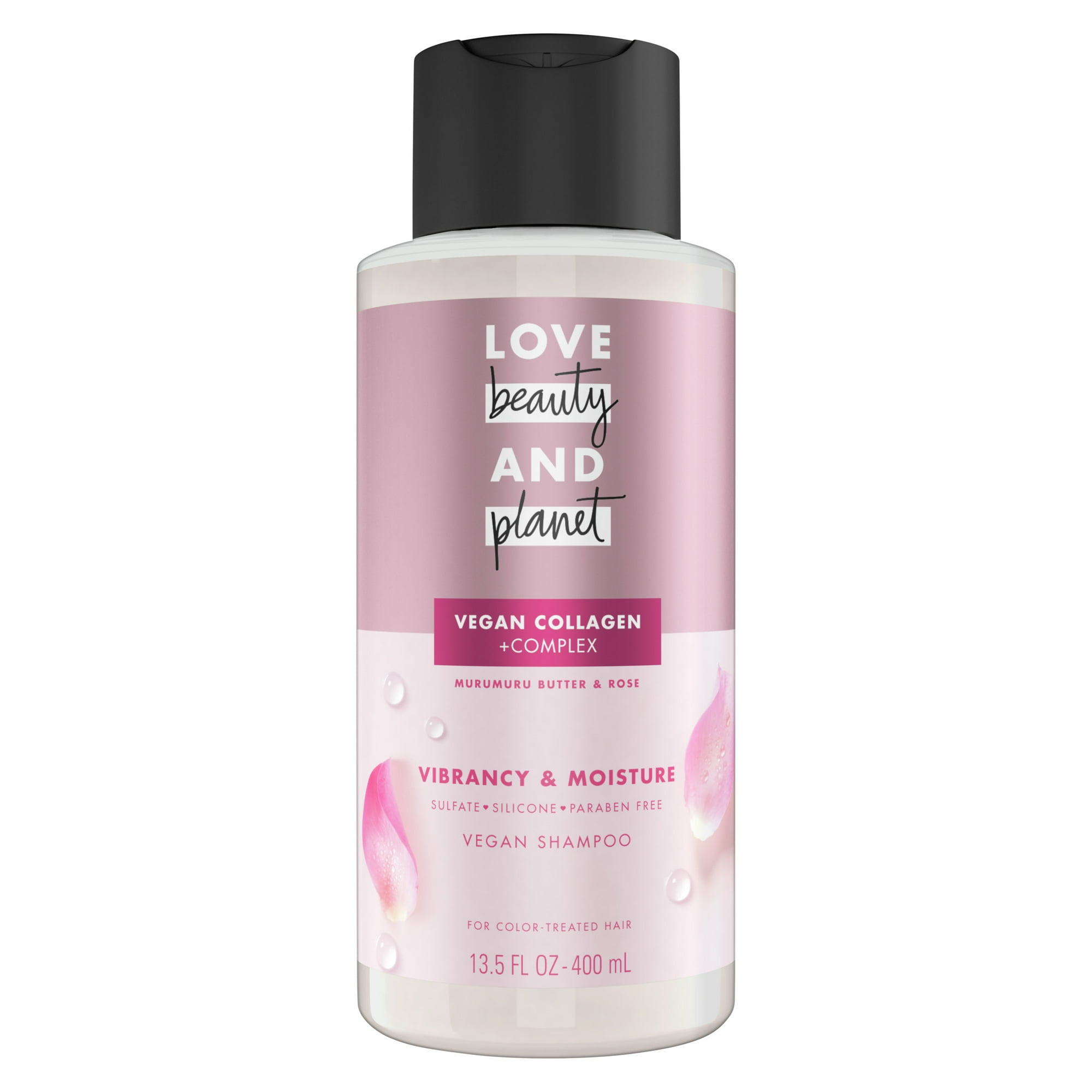 Love Beauty and Planet Vegan Collagen Moisture Shampoo for Women Murumuru Butter & Rose, 13.5 oz