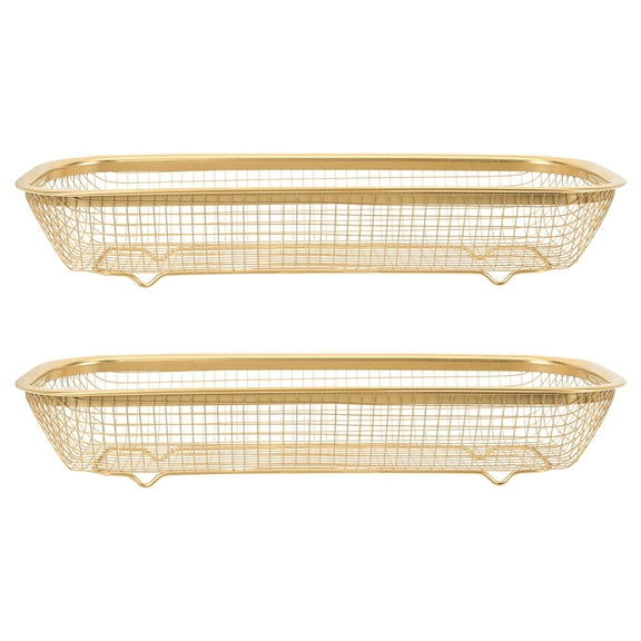 SEWCHICS Silverware Container Utensil Basket Golden Stainless Steel 2Pcs