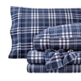 thumbnail image 1 of Juego de Sábanas de Lujo de Franela 100 % Algodón Bare Home Cuadros Stirling Azul/blanco Tamaño Twin-XL 3 Piezas Bolsillo Profundo, 1 of 7
