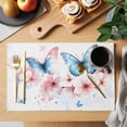thumbnail image 2 of Butterfly Floral Placemats Set of 6, Watercolor Pink Blue Flower Butterflies Non-Slip Place Mats Washable Table Mats for Kitchen Dining Table Decorations Indoor/Outdoor, 2 of 9
